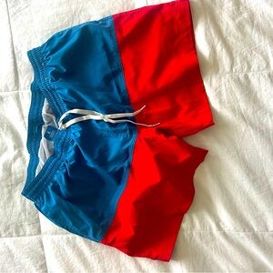 Red and Blue Chubbies Swim trunks with liner XXL 5.5” inseam